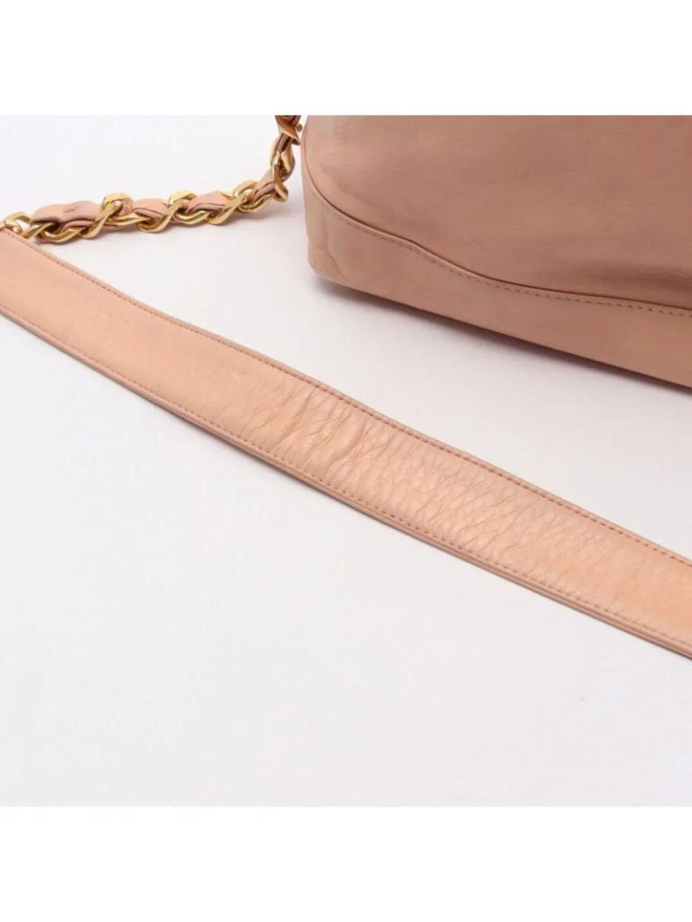 Chanel Shoulder Bag CC Logo Drawstring Light Pink Lambskin CC